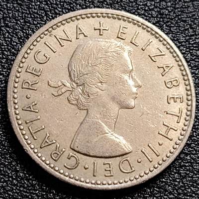 泉币菌-第90场-散币乐园场 英国1961年1先令铜镍币 三师纹章 伊丽莎白二世女王 英格兰版 23.5mm 