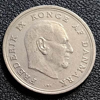 泉币菌-第90场-散币乐园场 丹麦1966年1克朗 皇冠 弗雷德里克九世国王 25.5mm