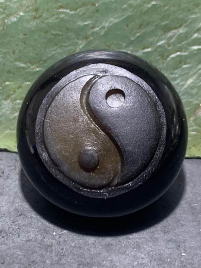 精品天眼纹药师玛瑙手工雕刻太极阴阳鱼板珠（背云）一颗 - 精品天眼纹药师玛瑙手工雕刻太极阴阳鱼板珠（背云）一颗