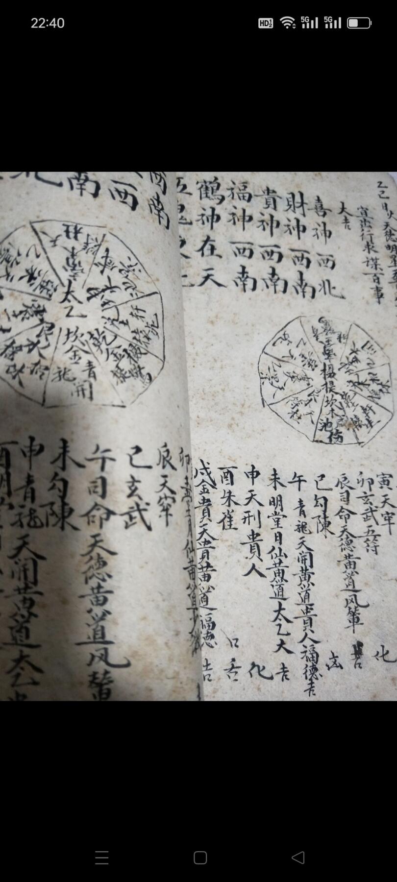 《宝镜图》光绪九年手抄本，凤水古籍。六吉，六凶，六冲，喜神，财神，贵神，福神，鹤神，五鬼方位，安门咒，谢土日，鬼哭日，二十八宿吉凶，按日值时吉凶，大婚不对，行嫁利日，嫁娶忌相人，入殓出灵忌四相人，杨公忌日……。包老！