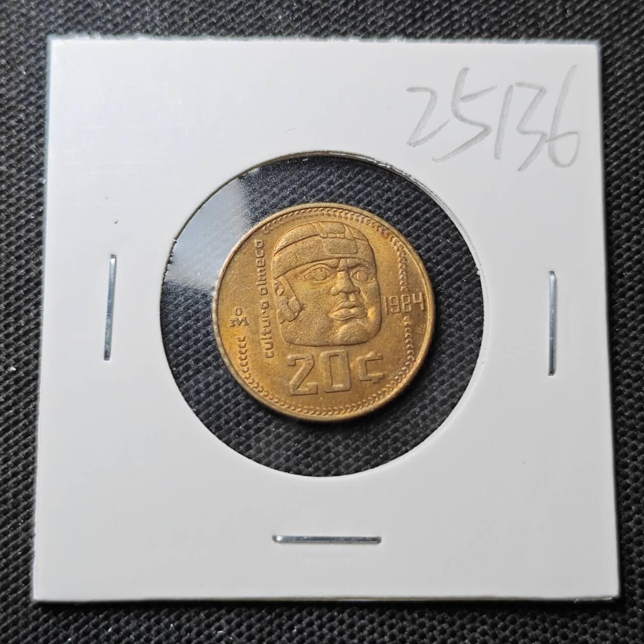 KK钱币收藏小铺 第325期 2月预留时间 周末发货  1984墨西哥20分 索玛雅