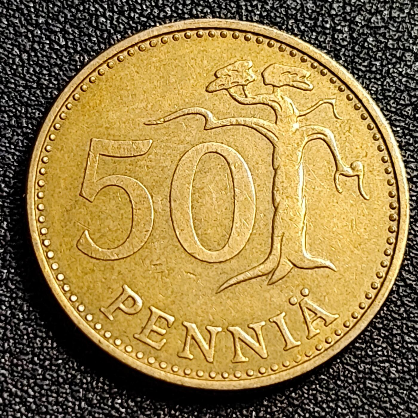 泉币菌-第89场-散币乐园场  1976年 芬兰50芬尼铜币 持剑狮子 25mm