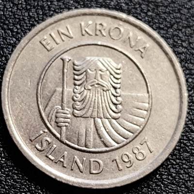 泉币菌-第90场-散币乐园场 1987年 冰岛1克朗 大西洋鳕鱼 守护神 21.5mm