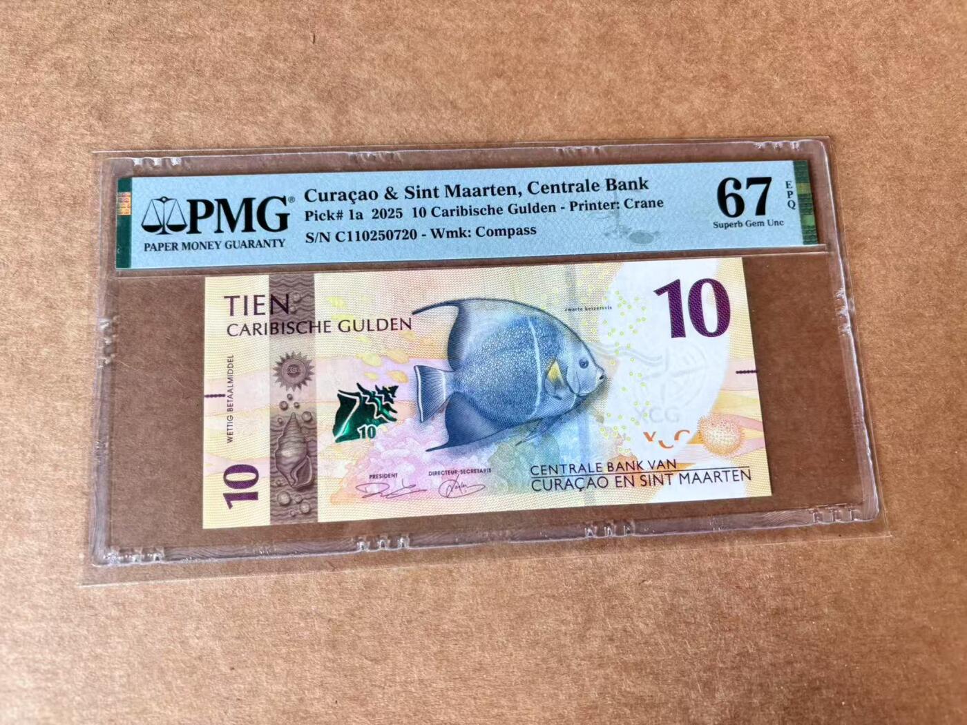 【Blue Auction】世界纸币精拍第711期——18级TOP拍卖/信誉/品质/专业/高效💫 库拉索 2025年10盾 PMG67EPQ 高分