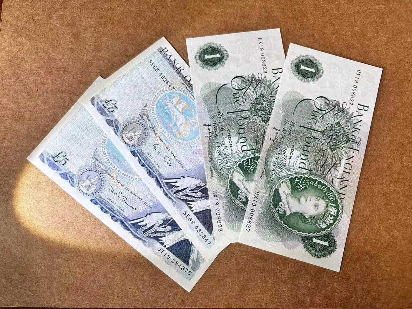 【Blue Auction】世界纸币精拍第711期——18级TOP拍卖/信誉/品质/专业/高效💫 【一组4张】英国 C序列1镑&D序列5镑 XF~UNC-