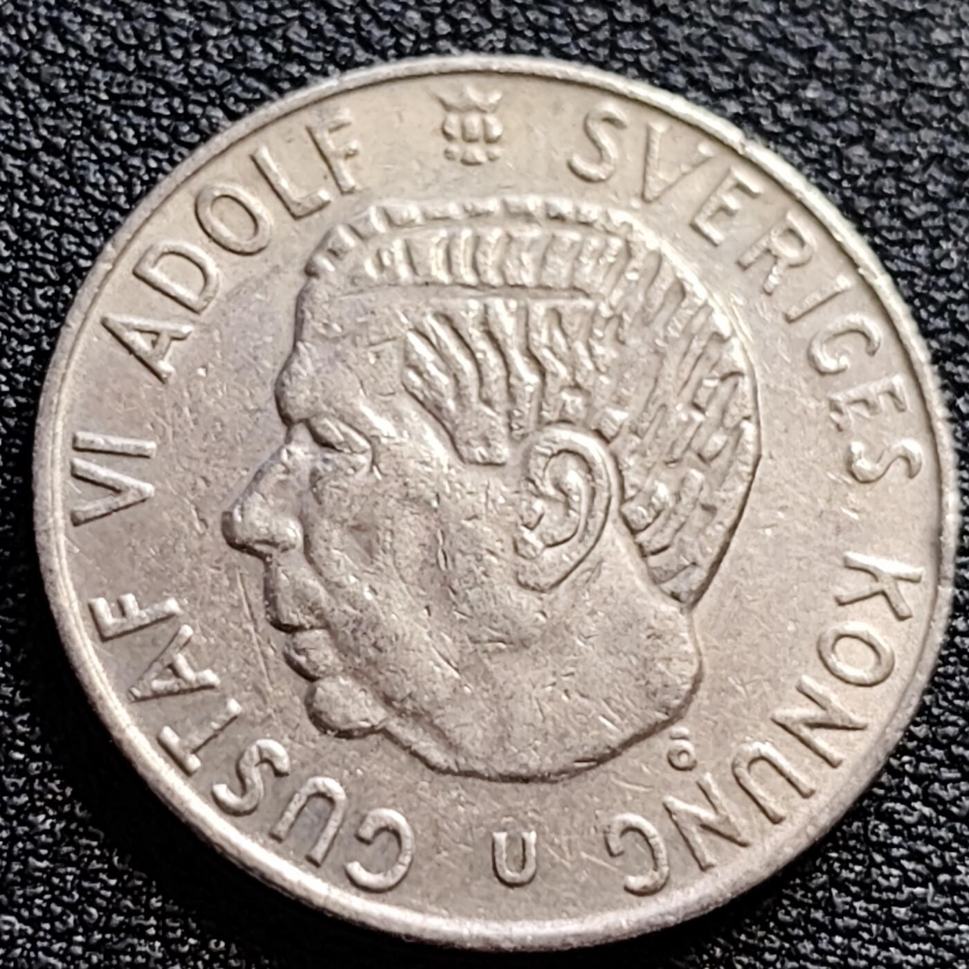 泉币菌-第90场-散币乐园场  瑞典1972年1克朗铜镍币，古斯塔夫六世国王，25mm 