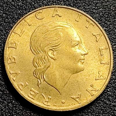 泉币菌-第90场-散币乐园场 铜光美品 意大利1998年200里拉 丰收女神 齿轮 铝青铜币 外国硬币 24mm 