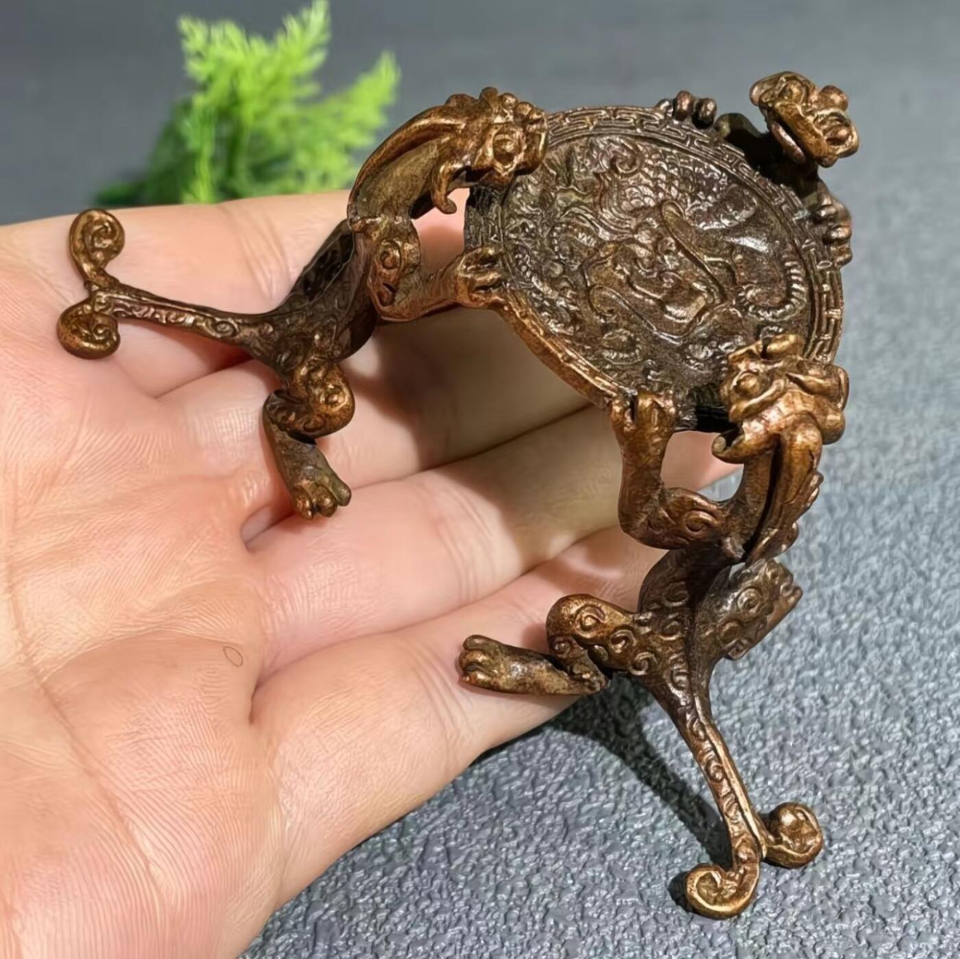 三足兽貔貅龙盖置搁架茶壶盖复古茶具古玩配件道具烛台蜡台摆件