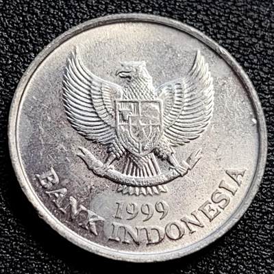 泉币菌-第90场-散币乐园场 原光UNC 印度尼西亚100卢比铝币 凤头鹦鹉 23mm