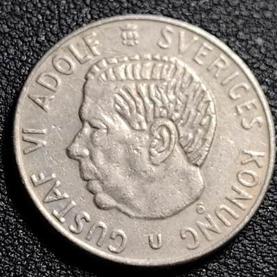 泉币菌-第88场-散币乐园场 - 瑞典1971年1克朗铜镍币，古斯塔夫六世国王，25mm