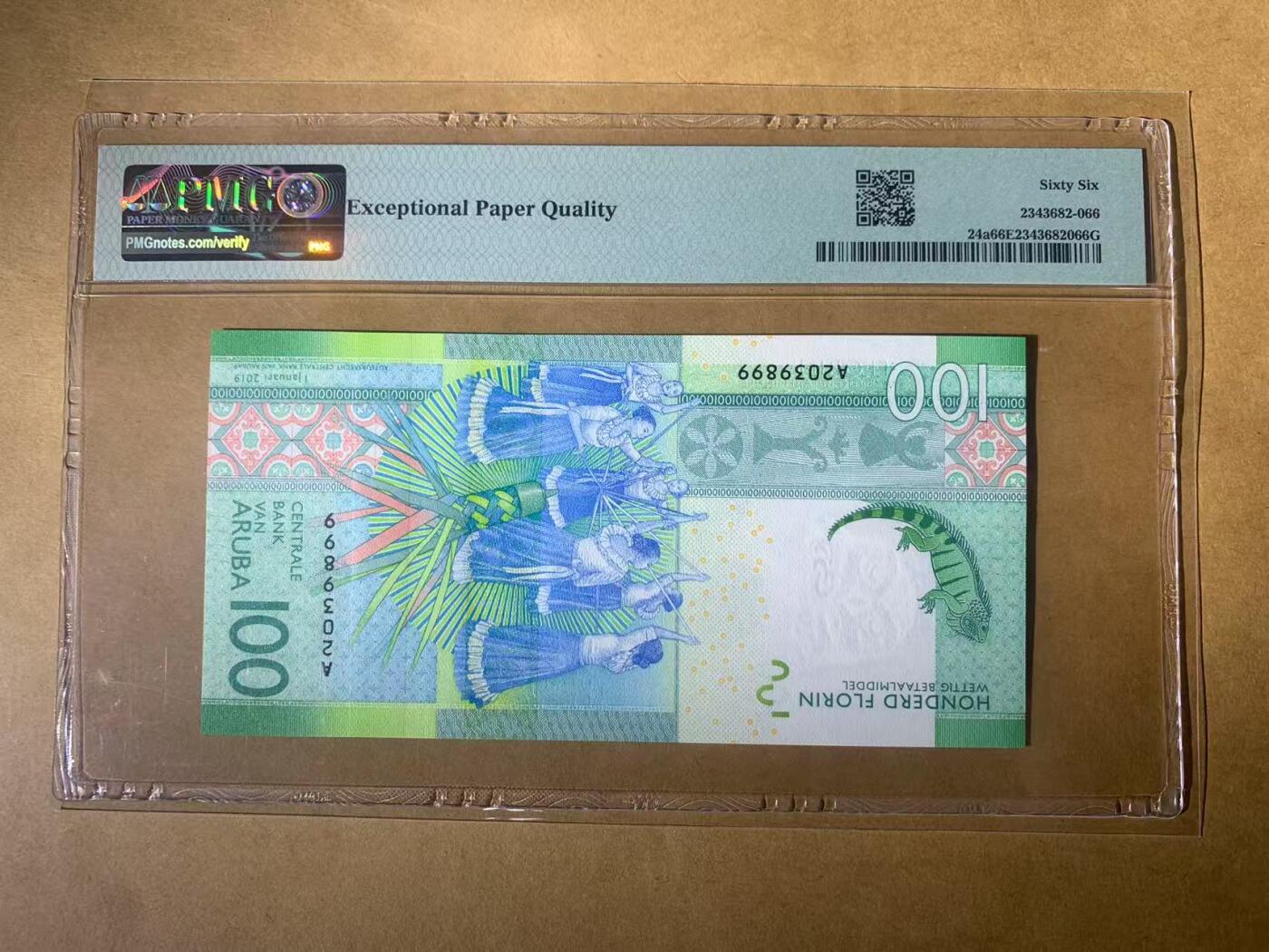 【礼羽收藏】🌏世界钱币拍卖第110期 【A2039899】全新UNC 2019年阿鲁巴100面值纸币 世界最佳 INBS获奖钞 A冠无47尾9899