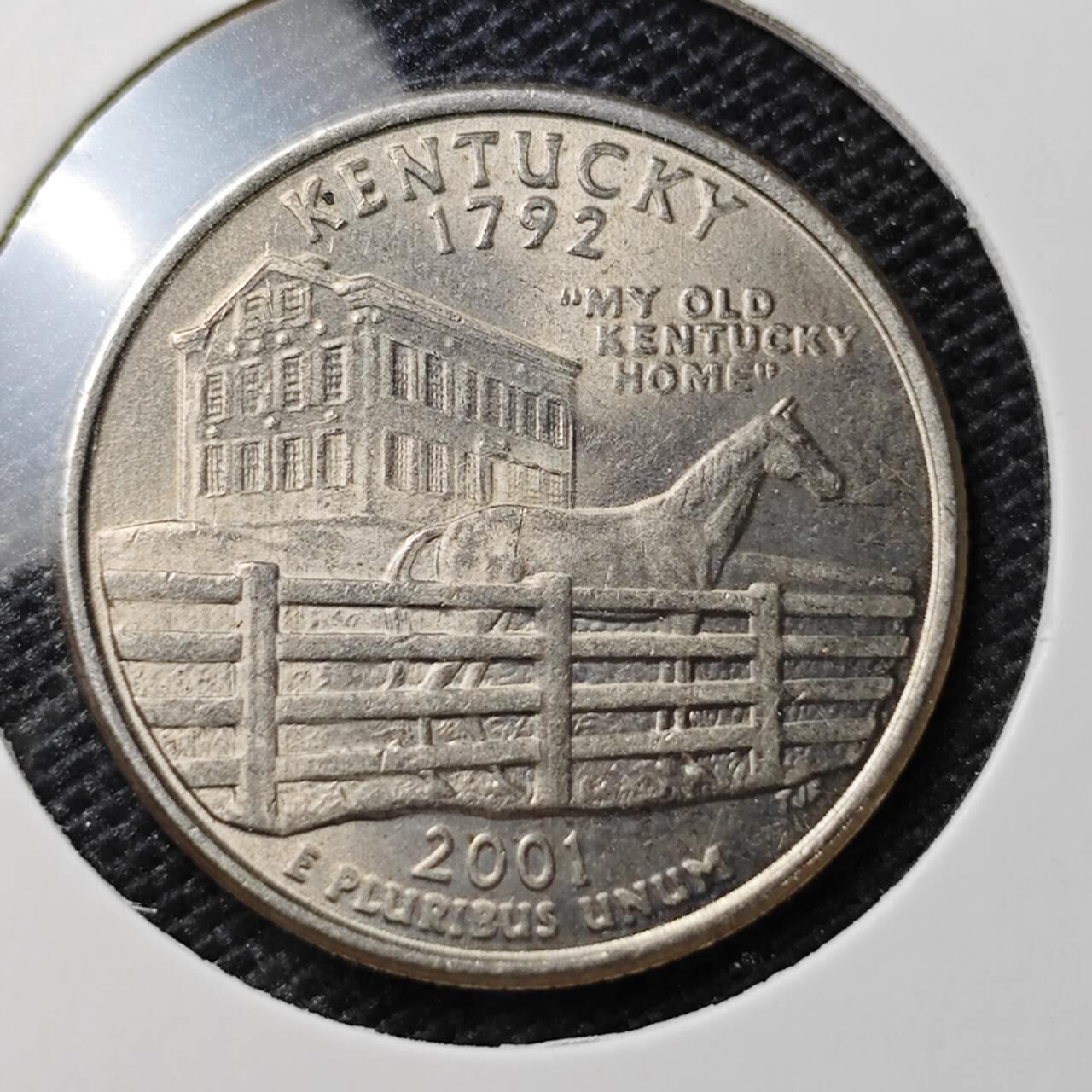 KK钱币收藏小铺 第325期 2月预留时间 周末发货  2001美国25分纪念币 好品