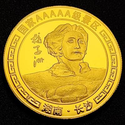 泉币菌-第90场-散币乐园场 纪念品 金色 长沙-橘子洲 直径40mm 厚3.1mm 纪念章