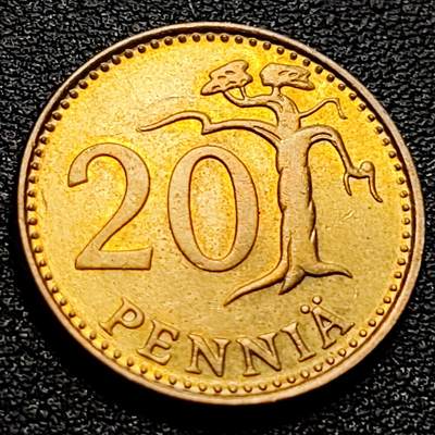 泉币菌-第90场-散币乐园场 - 原铜光极美品 1980年 芬兰50芬尼铜币 持剑狮子