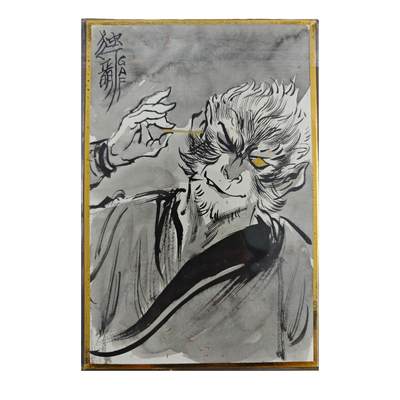 白泽拍卖卡牌手绘专场第22期中福卡展专场(离离暑云散，袅袅凉风起) - 2025 GAF 独行正明五虎将色纸5张 A5  关羽背面 独行正明签绘手绘大圣 孙悟空