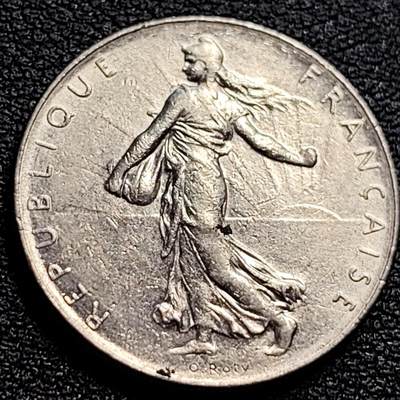 泉币菌-第90场-散币乐园场 法国早期（1973年）1法郎镍币  播种女神 入欧前 末版 绝版币