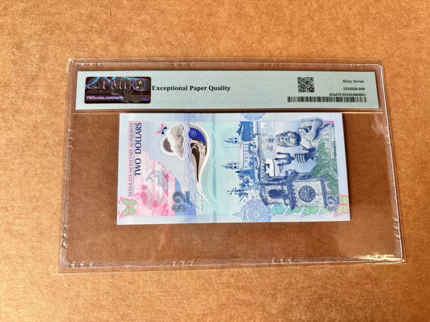 【Blue Auction】世界纸币精拍第711期——18级TOP拍卖/信誉/品质/专业/高效💫 【A/1首发冠 无47】百慕大 2024年2元 蓝鸟 PMG67EPQ 高分