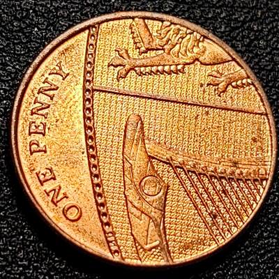 泉币菌-第90场-散币乐园场 2013年英国1便士铜币 伊丽莎白二世女王 狮腿版 真 20毫米