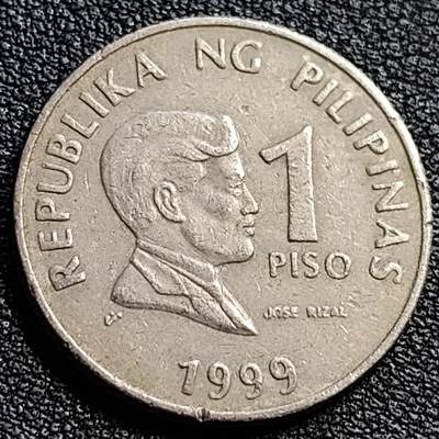 泉币菌-第90场-散币乐园场 - 菲律宾1比索 国父何塞·黎刹  镀镍钢币 24mm