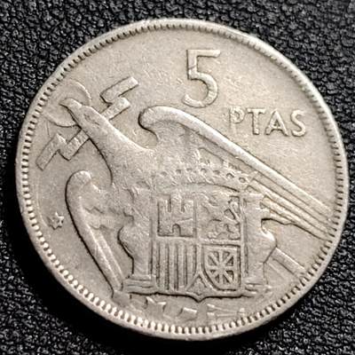 泉币菌-第88场-散币乐园场 - 西班牙1957年5比塞塔 弗朗哥鹰徽23mm