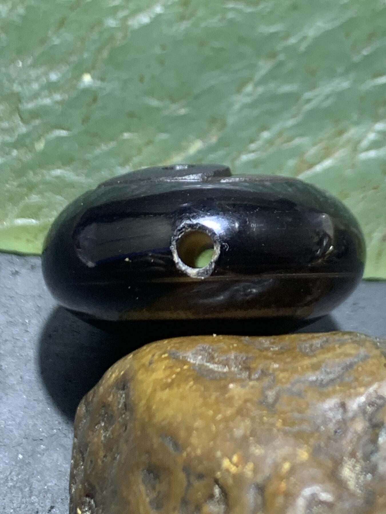 精品天眼纹药师玛瑙手工雕刻太极阴阳鱼板珠（背云）一颗