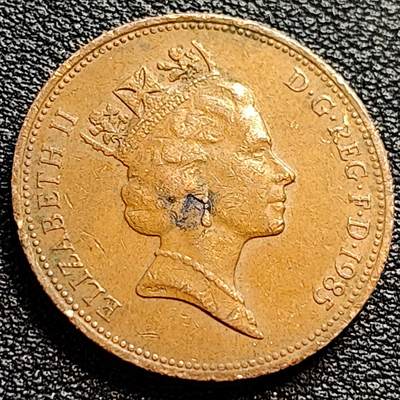泉币菌-第90场-散币乐园场 1985年 英国2便士铜币 威尔士皇冠 25.9mm