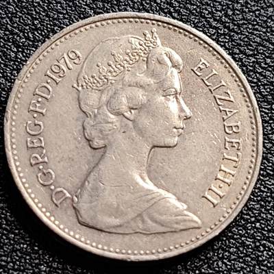 泉币菌-第90场-散币乐园场 早期老版 1979年英国大5便士镍币 皇冠蓟草 23mm