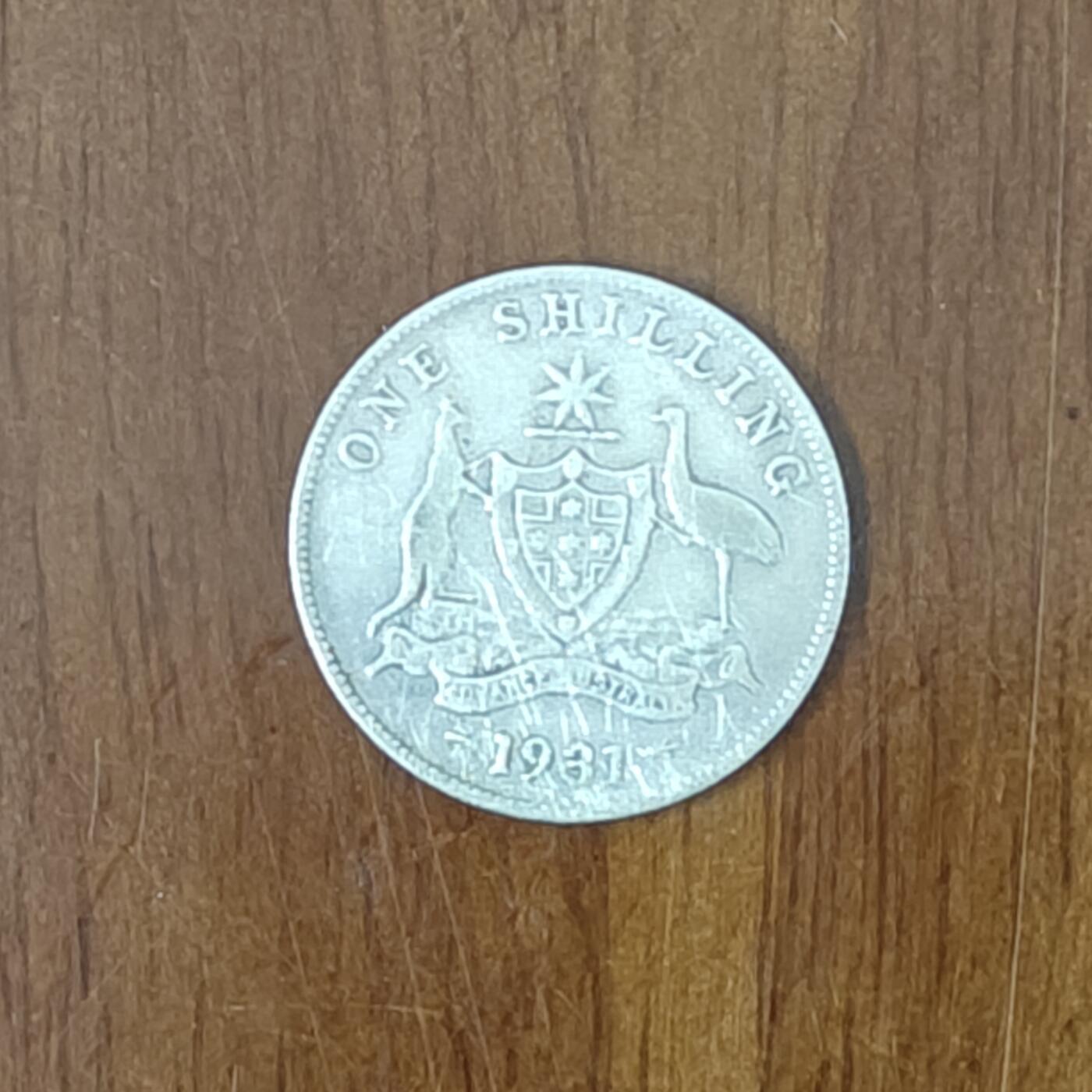 澳大利亚1931年1先令 乔治五世 银币 5.65g/23.5mm