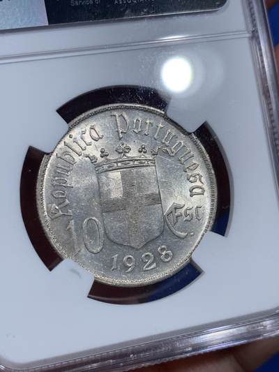 《竞宝斋》第409场 周日，周一，2场连拍 （全场包邮） NGC MS62 葡萄牙 1928 欧里基战役纪念 10埃斯库多 银币