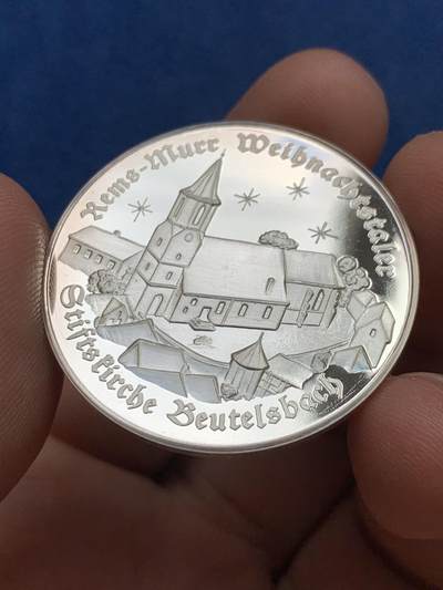 《竞宝斋》第409场 周日，周一，2场连拍 （全场包邮） 1993年瑞士圣诞节 WEIHNACHTEN 银质奖章 999银 15.07克 35.1mm