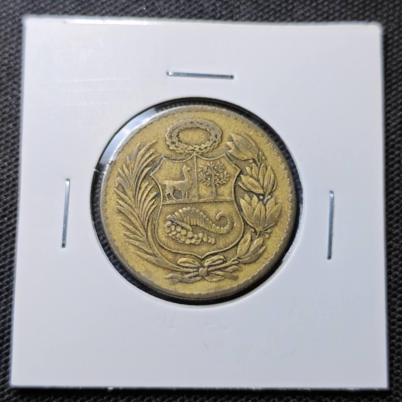 KK钱币收藏小铺 第326期 2月预留时间 周末发货 1948秘鲁1/2索尔 铜币