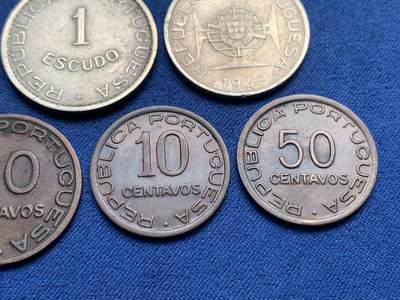 《竞宝斋》第409场 周日，周一，2场连拍 （全场包邮） 10枚一组 葡属莫桑比克1938-1951年 含3枚银币