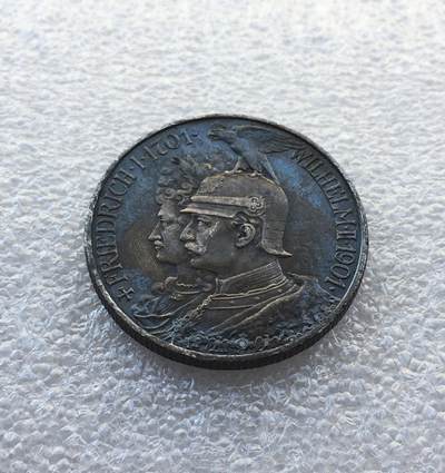 世界钱币专场拍卖 - 德国普鲁士1901年建国200周年2马克银币 11.1克 90%银