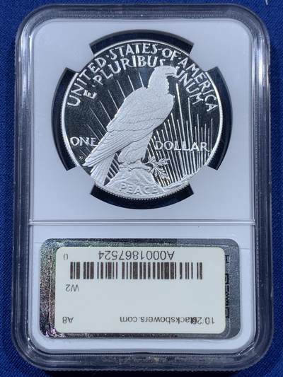 《竞宝斋》第409场 周日，周一，2场连拍 （全场包邮） NGC PF70UC 美国2023年和平银元1美元精制纪念银币，PROOF精制币，高浮雕设计，币面清爽干净又漂亮，打制精美，状态一流，冠军分。