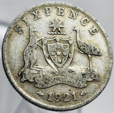 文馨钱币收藏第 267 场，长期接收代拍品 - 1921 年英属澳大利亚乔治五世 6 便士银币