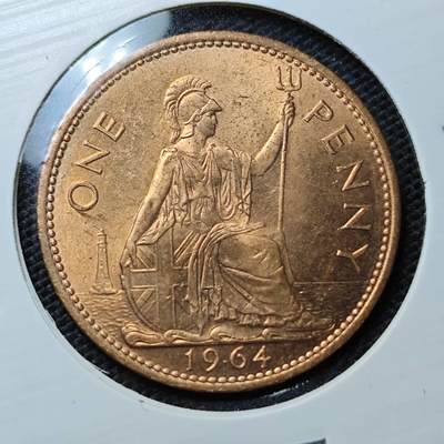 KK钱币收藏小铺 第325期 2月预留时间 周末发货 -  1964英国1便士铜币 好品