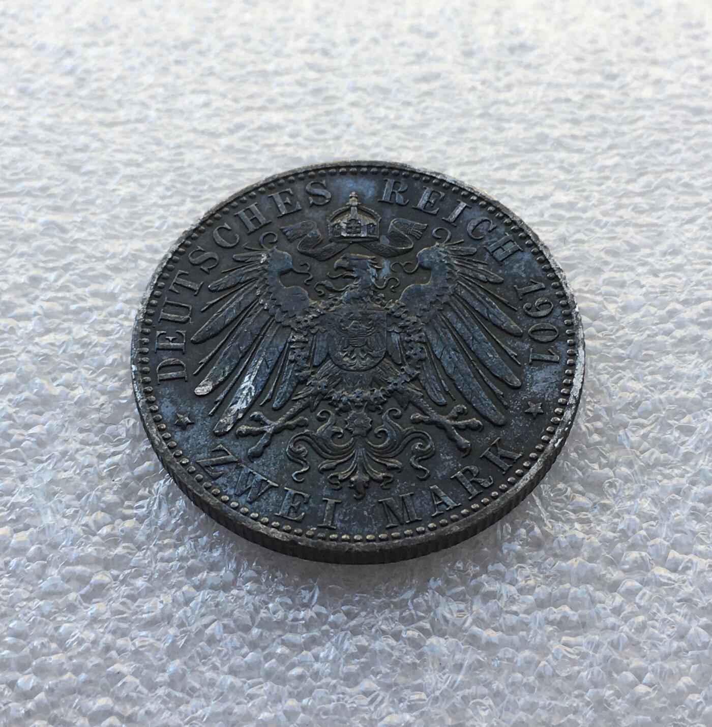 世界钱币专场拍卖 德国普鲁士1901年建国200周年2马克银币 11.1克 90%银