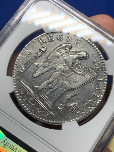 《竞宝斋》第409场 周日，周一，2场连拍 （全场包邮） NGC AUD 法国1792A路易十六天使埃居大银币