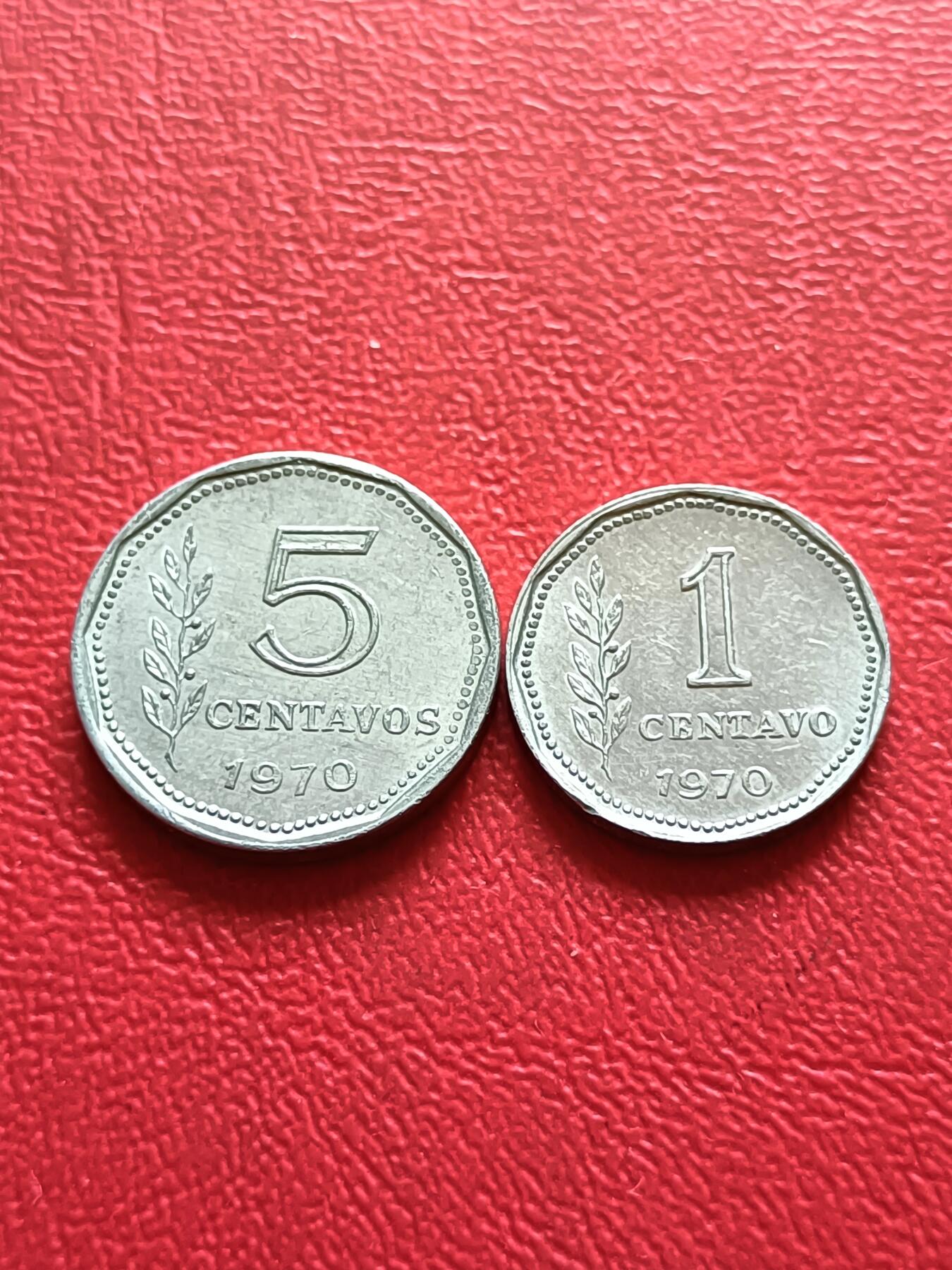 【云涧收藏】第五十四场 阿根廷1970年1、5分铝币2枚