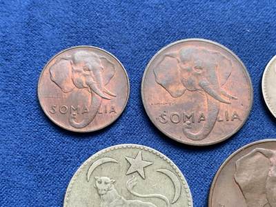 《竞宝斋》第409场 周日，周一，2场连拍 （全场包邮） 五枚一组 意托管索马里1950年 含2枚银币