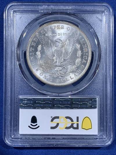 《竞宝斋》第409场 周日，周一，2场连拍 （全场包邮） PCGS MS63 美国1884-O 摩根银币 小月牙形彩虹包浆
