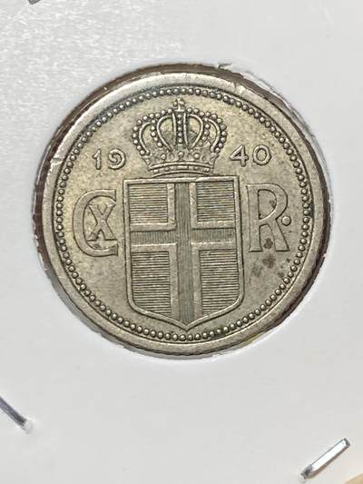 2025年第八十场(总第一百零六场）外国好品散币(免佣金) 少见–丹属冰岛王国1940单年份25奥拉(克里斯蒂安十世时期，无标记版)
