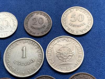 《竞宝斋》第409场 周日，周一，2场连拍 （全场包邮） 10枚一组 葡属莫桑比克1938-1951年 含3枚银币