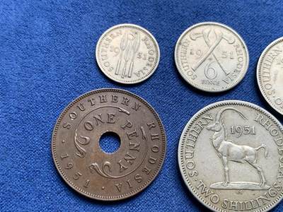 《竞宝斋》第409场 周日，周一，2场连拍 （全场包邮） 七枚一组 英属南罗德西亚1951-1952年乔治六世