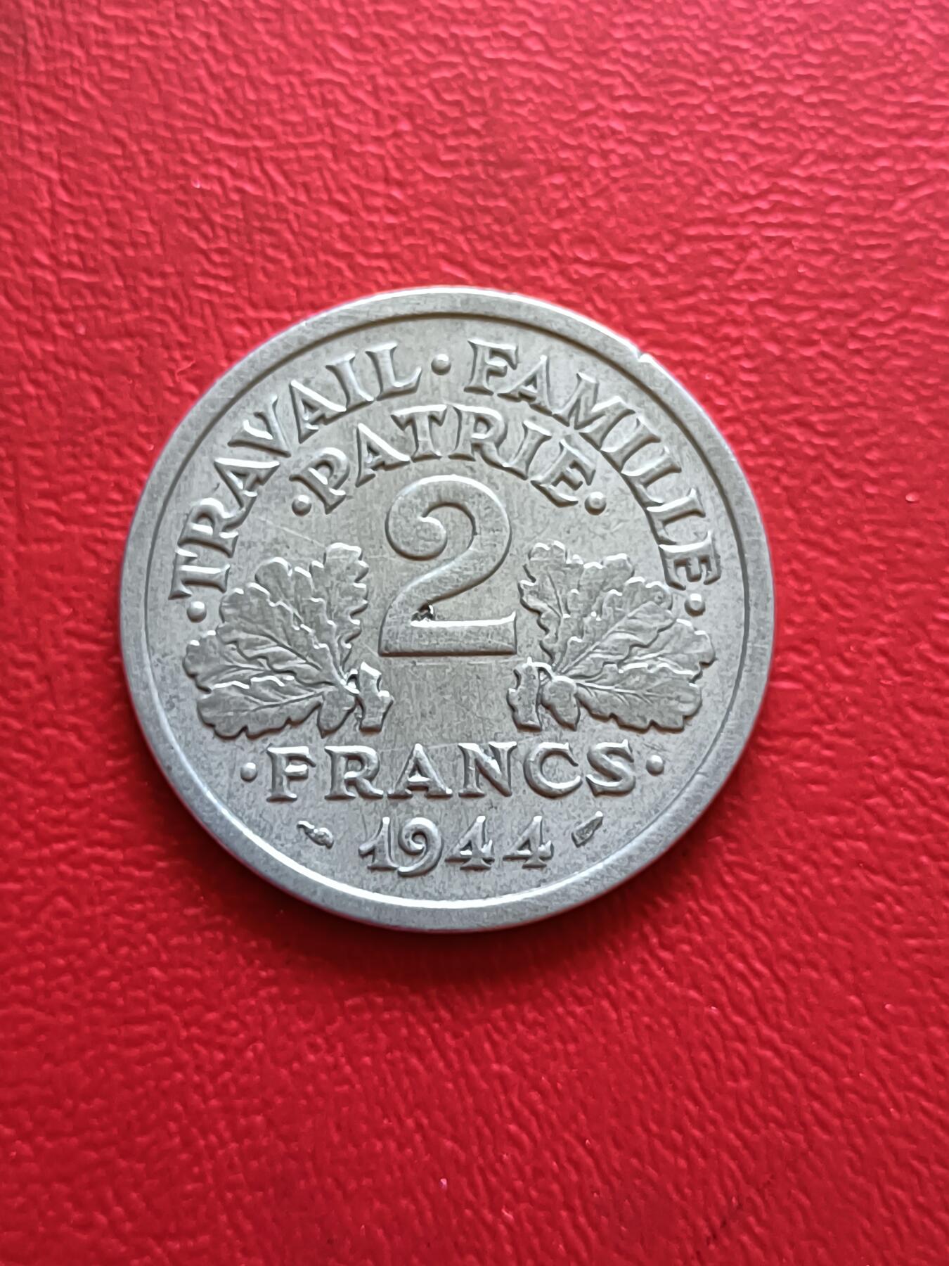 【云涧收藏】第五十四场 法国1944年维希2法郎B标，稀少