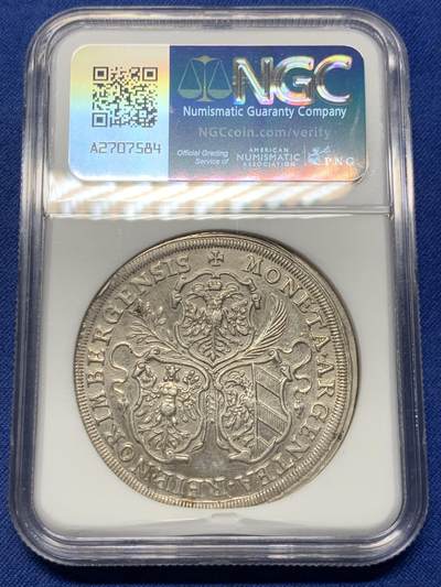 《竞宝斋》第409场 周日，周一，2场连拍 （全场包邮） NGC UNC 德国 纽伦堡帝国自由城 1680年 景观泰勒银币 打制深峻 细节见图