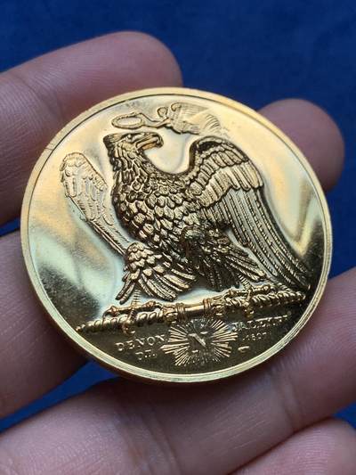 《竞宝斋》第409场 周日，周一，2场连拍 （全场包邮） 法国拿破仑系列镀金大铜章 直径41mm 重量47.4g 主题：圣赫勒拿岛的追忆