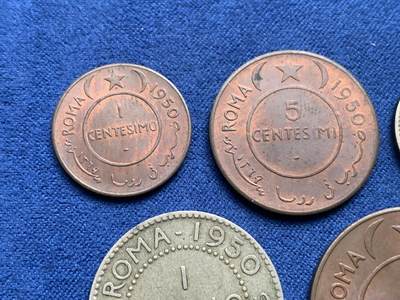 《竞宝斋》第409场 周日，周一，2场连拍 （全场包邮） 五枚一组 意托管索马里1950年 含2枚银币