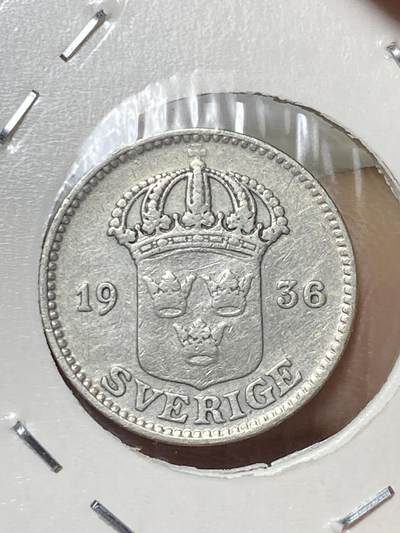 2025年第八十场(总第一百零六场）外国好品散币(免佣金) 瑞典🇸🇪1936年25欧尔银币(古斯塔夫五世时期，中期G标版)
