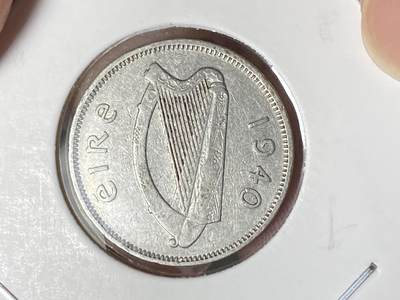 2025年第八十场(总第一百零六场）外国好品散币(免佣金) 稀少–爱尔兰🇮🇪1940年6便士(共和国时期第一套第一版，关门年仅发行2年，纯镍材质版)